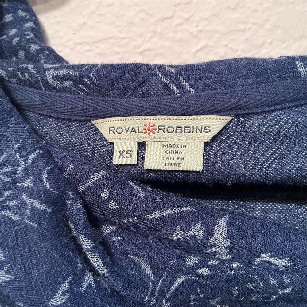 *30off3* Royal Robbins Women's XS Blue Paisley Cowl Neck Knee Length Dress - Picture 4 of 7